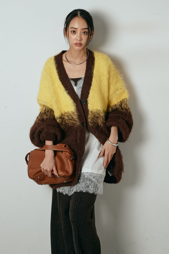 [SET]起毛グラデーションニットカーディガン+センターラインニットパンツ(2set)