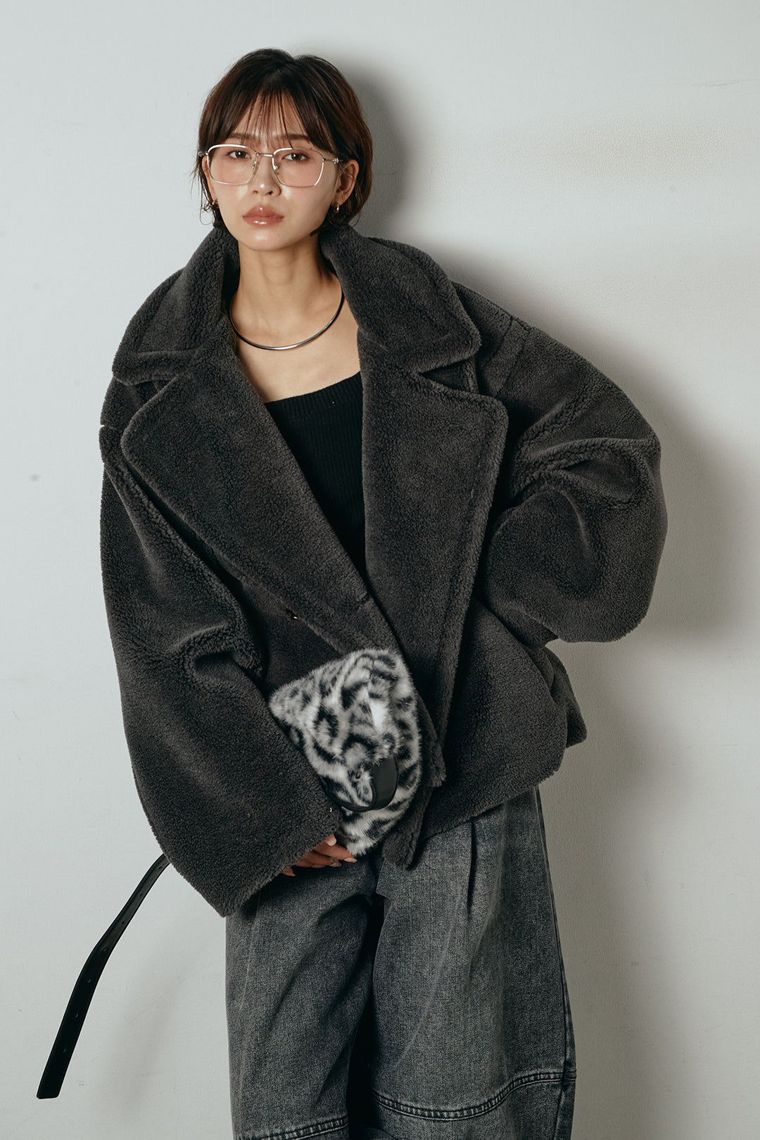 【2月中旬発送】
[SET]テディボアショートジャケット+加工デニムタックコクーンワイドパンツ(2set)