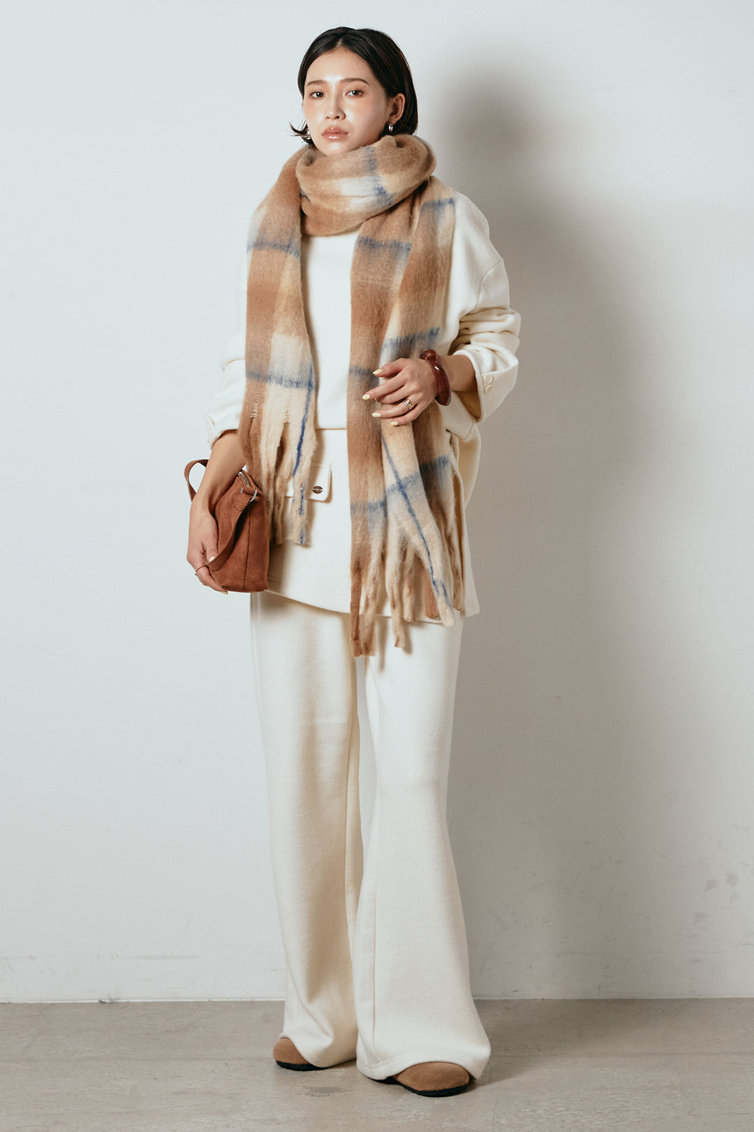 [SET]チェックマフラー付きニットSETUP