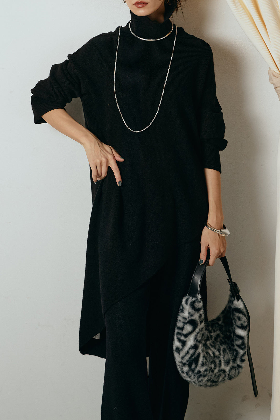 [SET]裾アシンメトリーニットSETUP