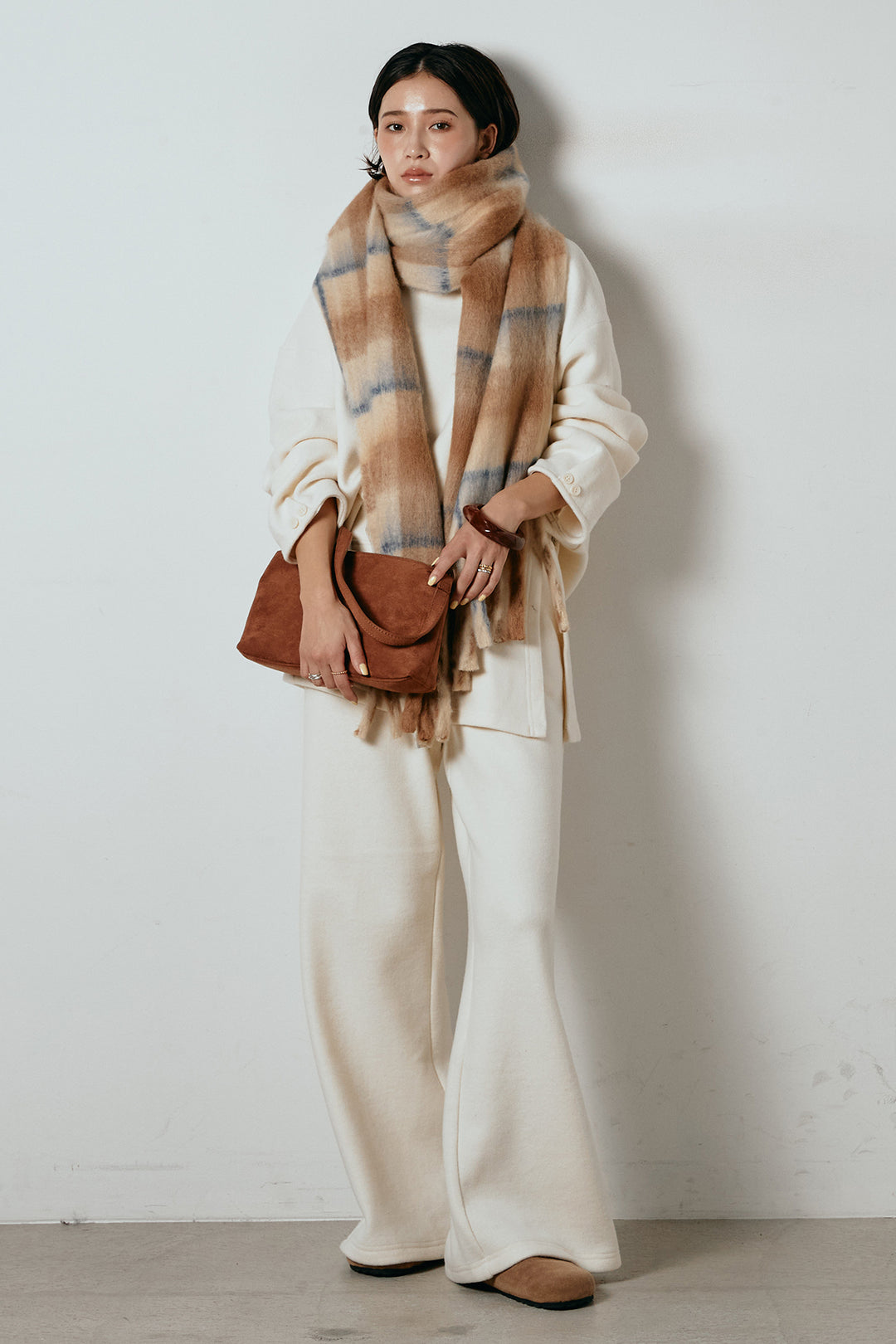 [SET]チェックマフラー付きニットSETUP