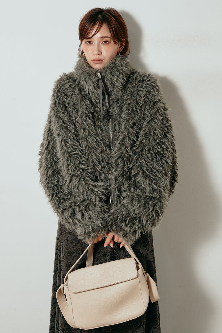 【着回しセット】[SET]ミックスシープファースタンドブルゾン+花柄刺繍ベロアフレアスカート+フェイクウールタックトラウザーズパンツ(3set)