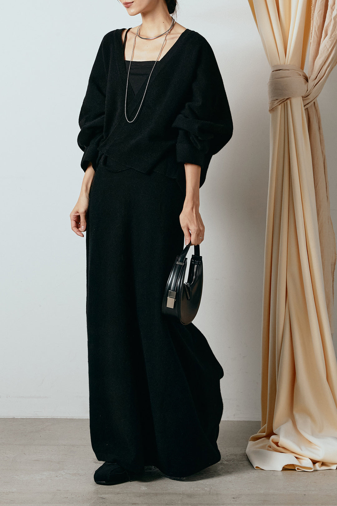 [SET]カシュクールニットカーディガン+ニットロングスカート(2set)