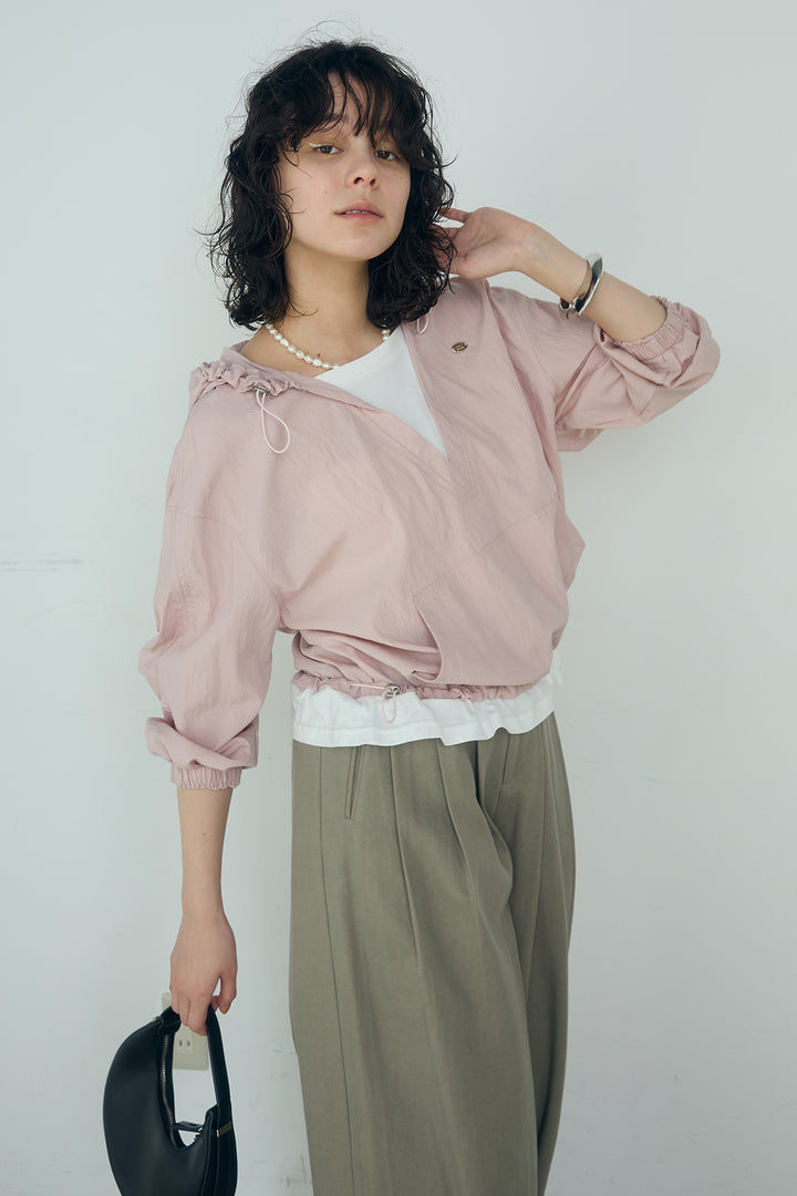 [SET]レイヤードデザインフーディートップス+サイド調整ベルトタックパンツ(2set)