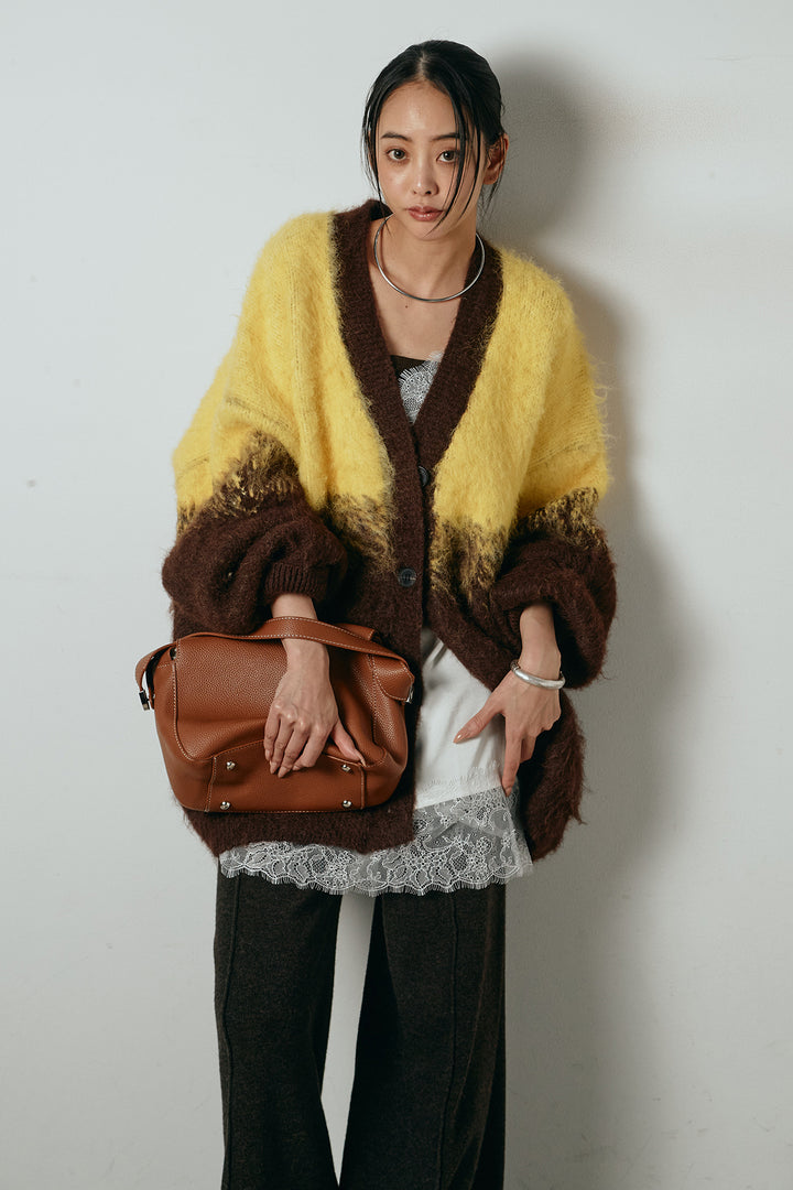 [SET]起毛グラデーションニットカーディガン+センターラインニットパンツ(2set)