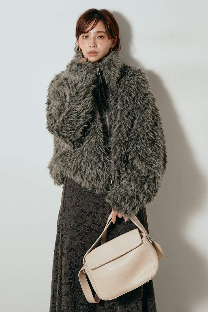 【着回しセット】[SET]ミックスシープファースタンドブルゾン+花柄刺繍ベロアフレアスカート+フェイクウールタックトラウザーズパンツ(3set)