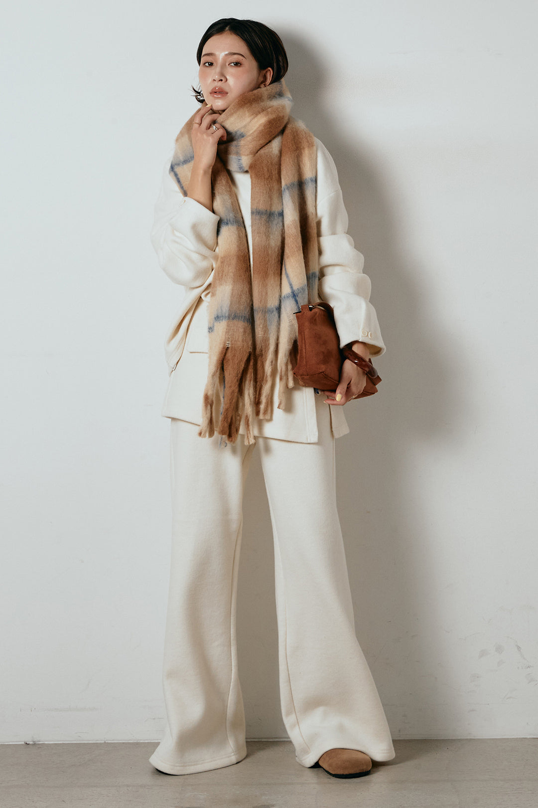 [SET]チェックマフラー付きニットSETUP