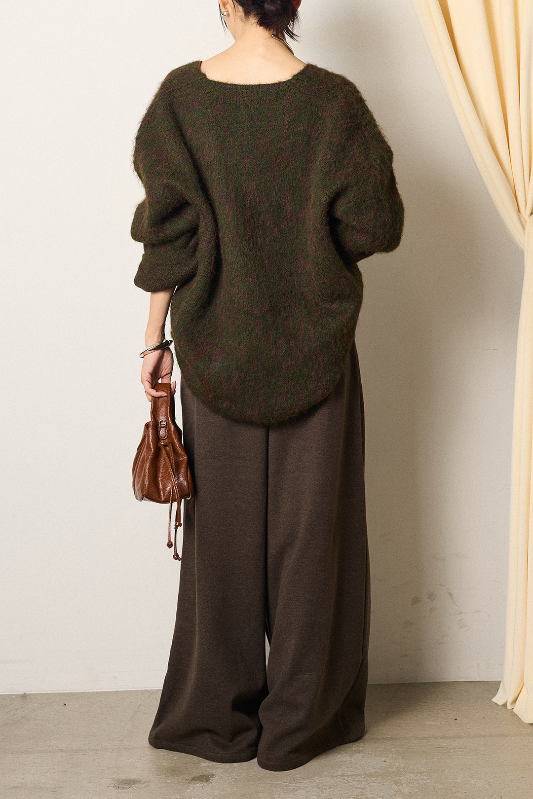 [SET]フラッフィーレオパードシャギーニット+サイドベルトパンツ(2set)