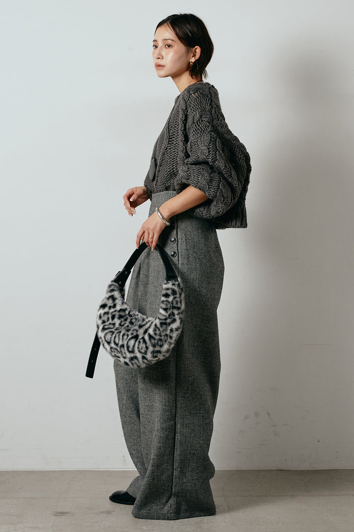 [SET]ロービングケーブルショート丈プルオーバー+サイドボタンツイードタックパンツ(2set)