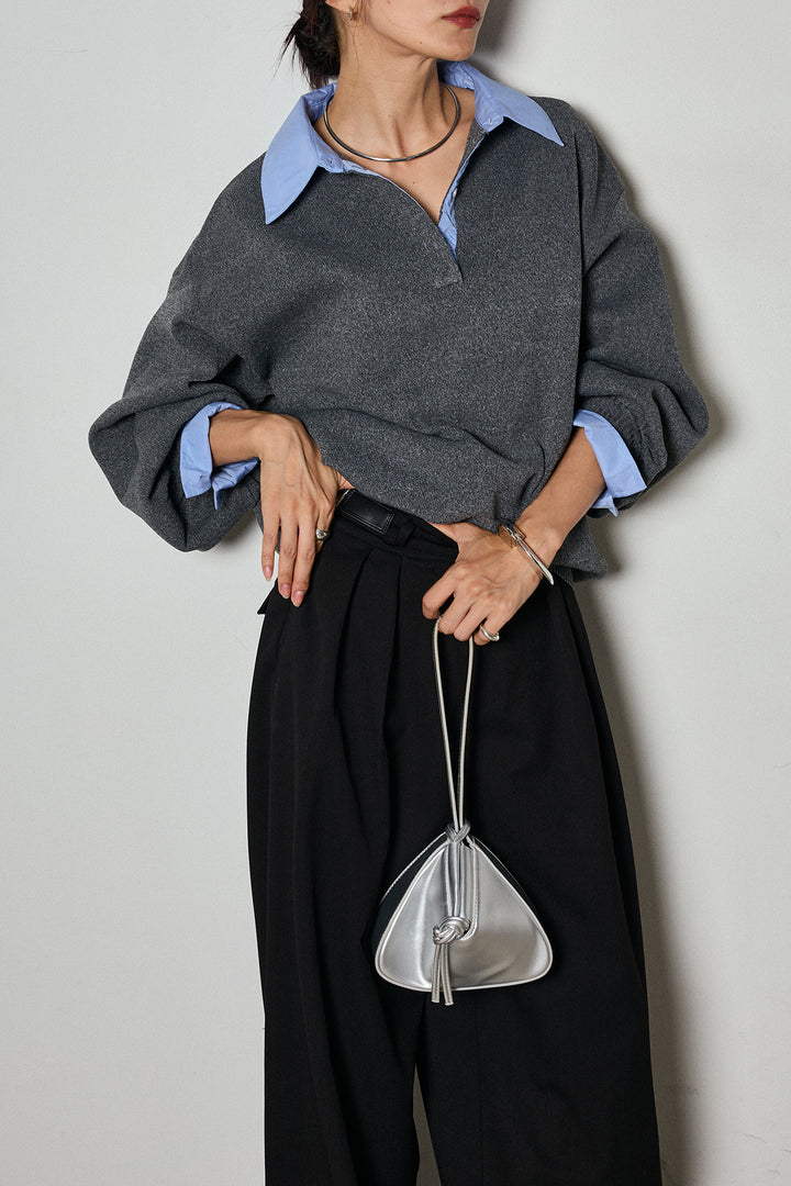 【即納】ウエストベルト付きタックワイドパンツ