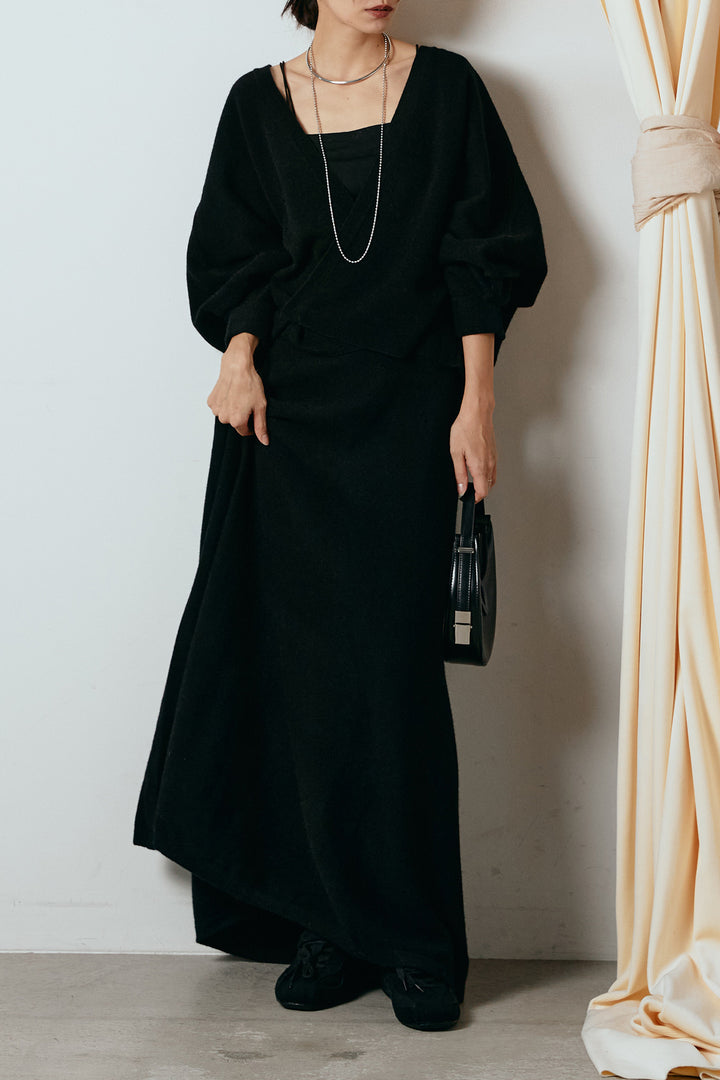 [SET]カシュクールニットカーディガン+ニットロングスカート(2set)