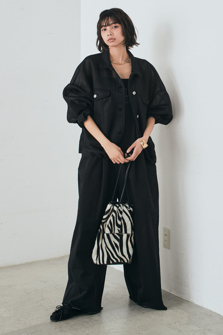 [SET]シアーダンボールサイドドロストジャケット+綿ツイルアシメサロペット(2set)