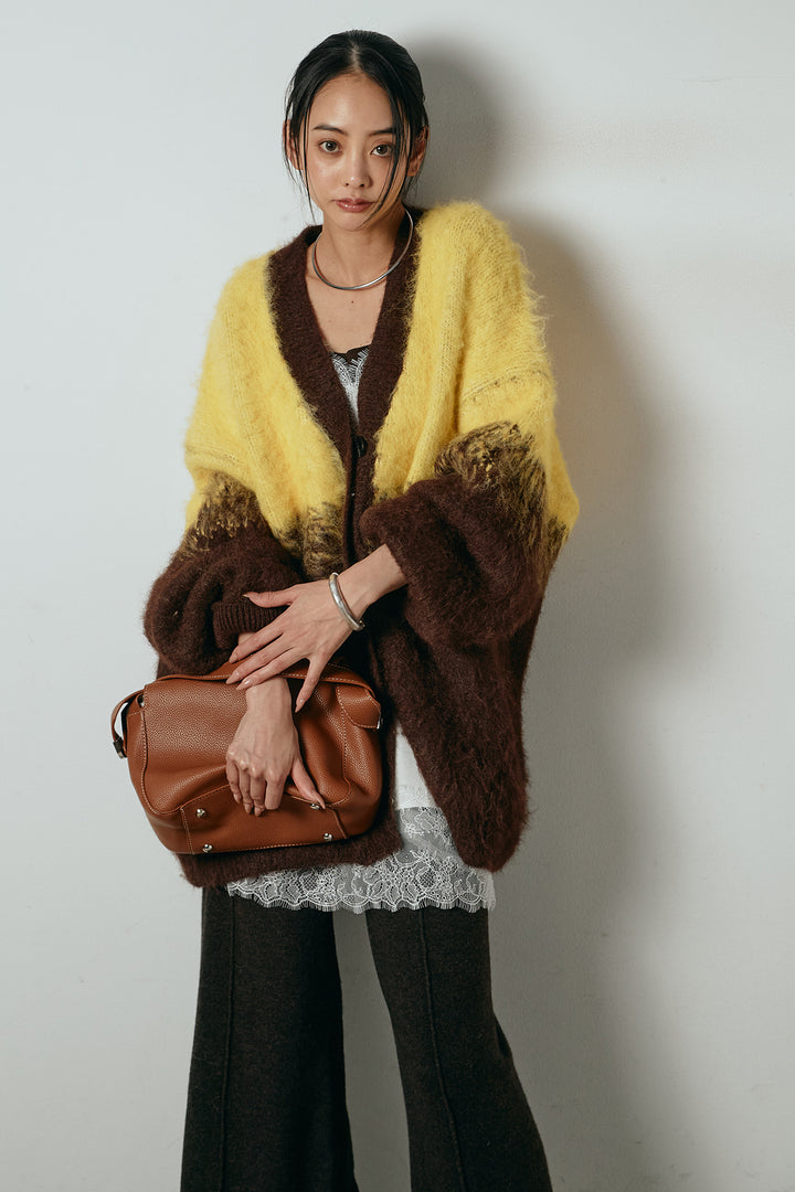 [SET]起毛グラデーションニットカーディガン+レース切り替えキャミソール(2set)