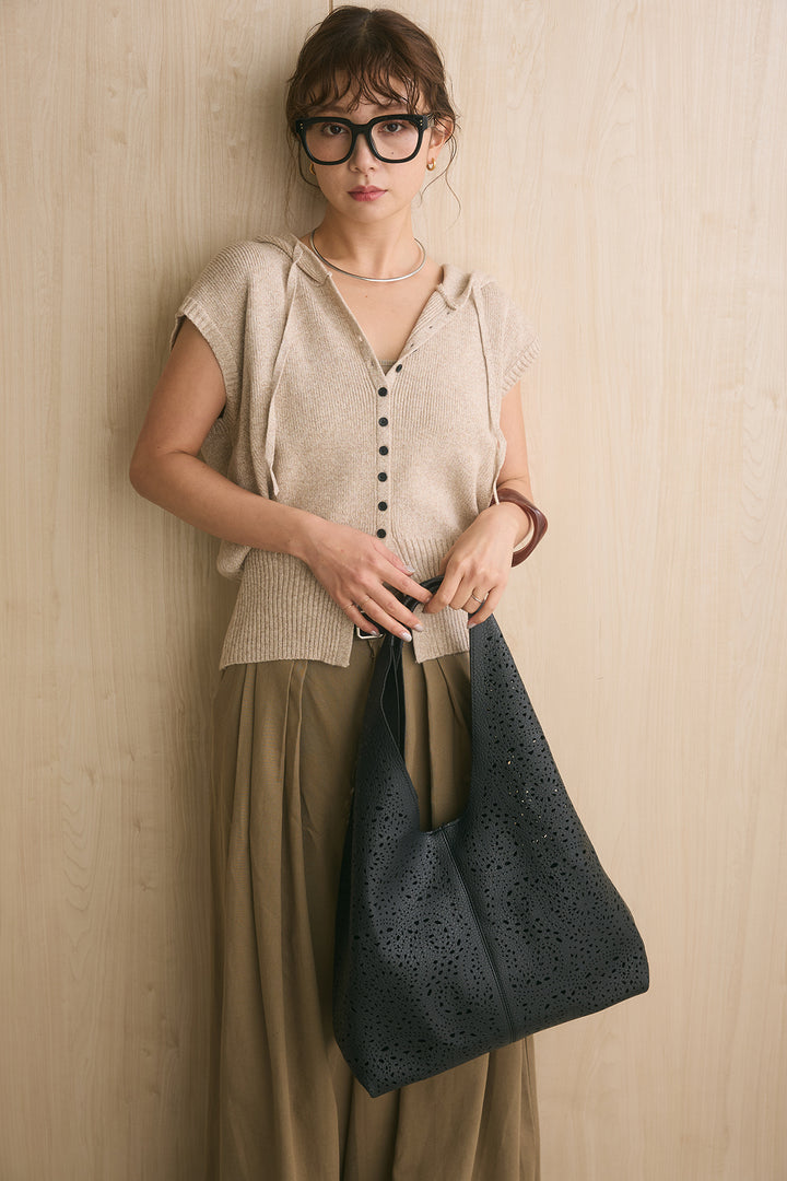 [SET]クールクールミックスフードベスト+ベルトループタック入りワイドパンツ(2set)