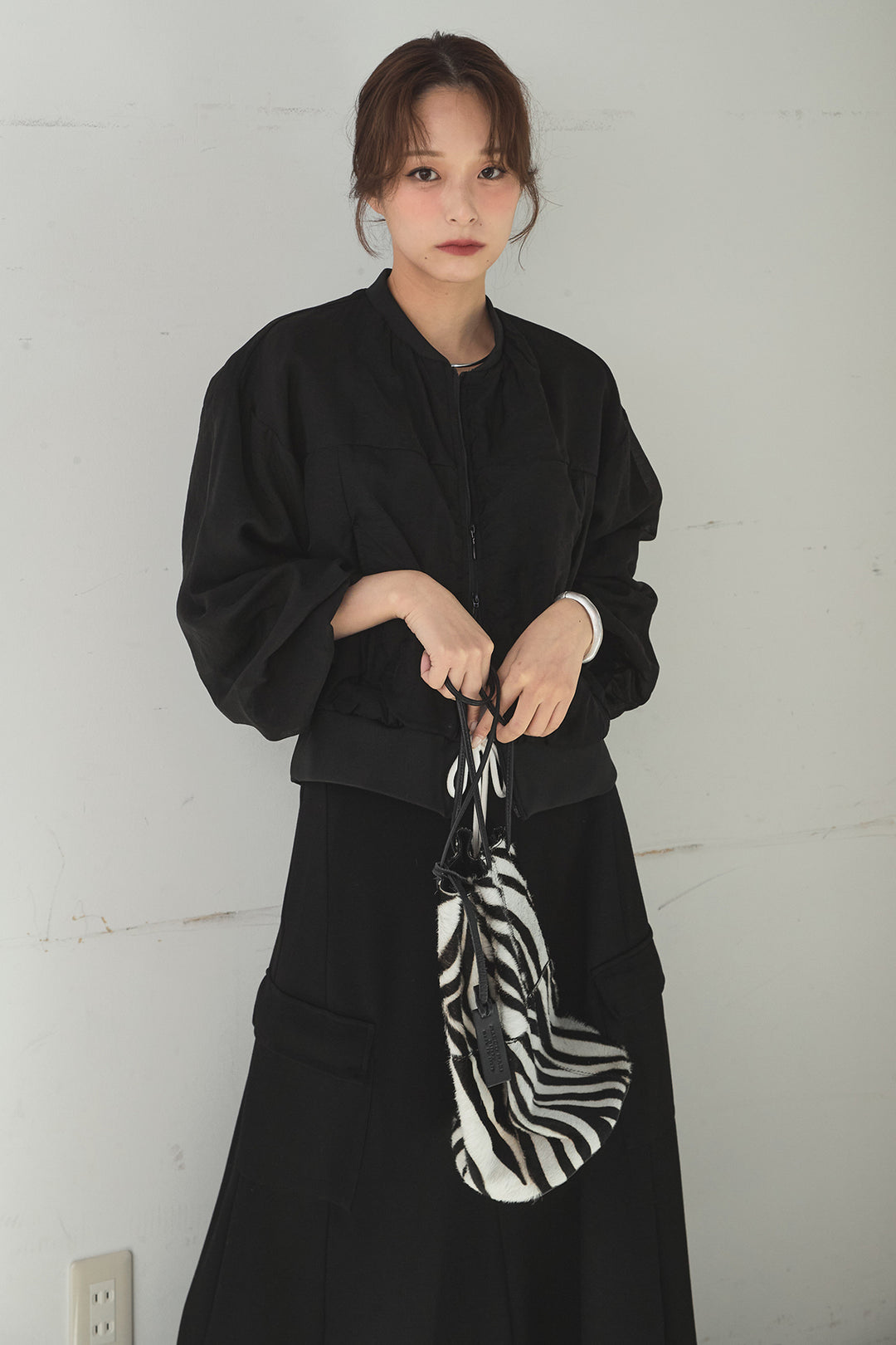 [SET]シアー×ポンチブルゾン+リラックススウェットスカート(2set)