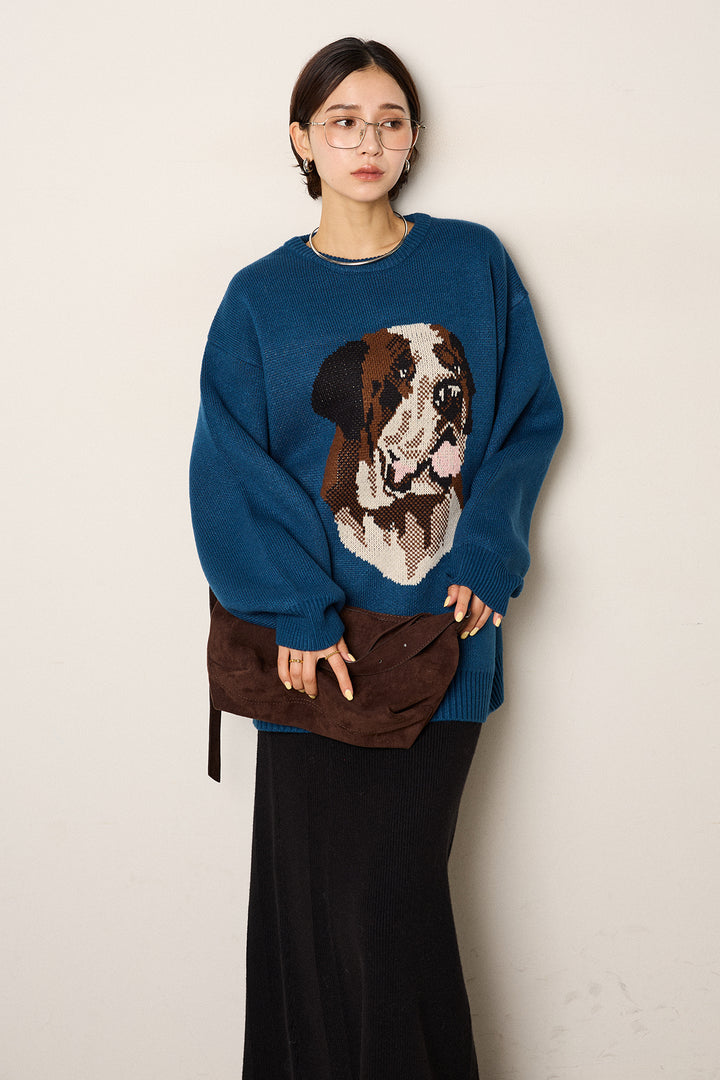 [SET]アニマルジャガード柄ニットトップス+リブナローニットスカート(2set)