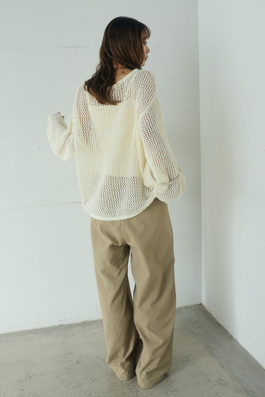 [SET]メッシュ編みビスチェセットVネックプルオーバー+シアサッカーイージーパンツ(2set)