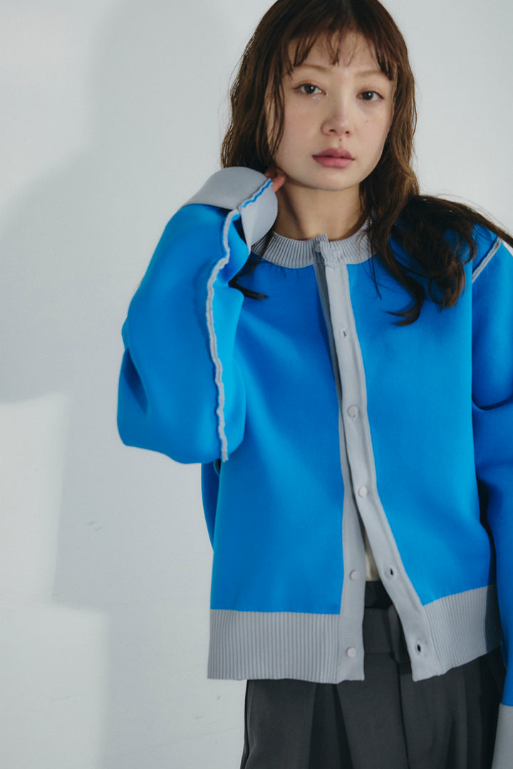 [SET]リバーシブル配色ニットカーディガン+ベルト付きツータックワイドパンツ(2set)