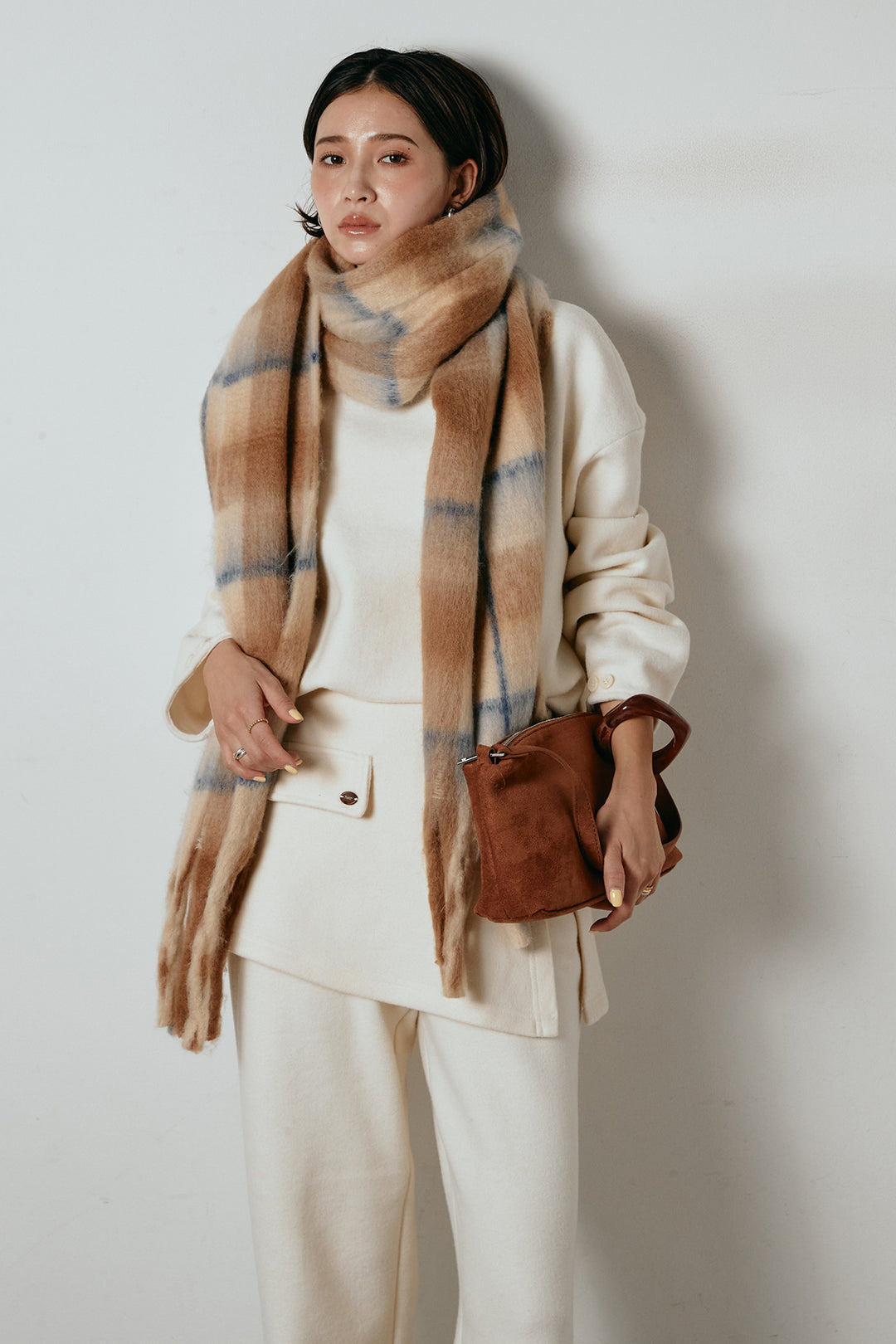 [SET]チェックマフラー付きニットSETUP