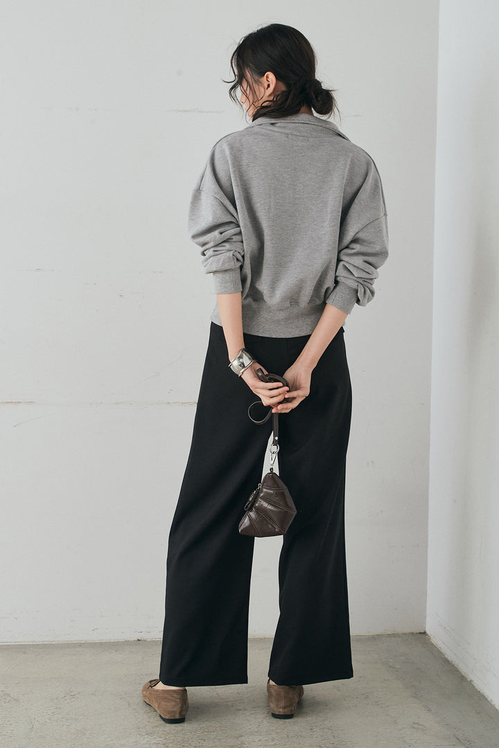 [SET]裏毛ロゴ刺繍ハーフZIPスウェット+斜めボタンタック入りスラックス(2set)