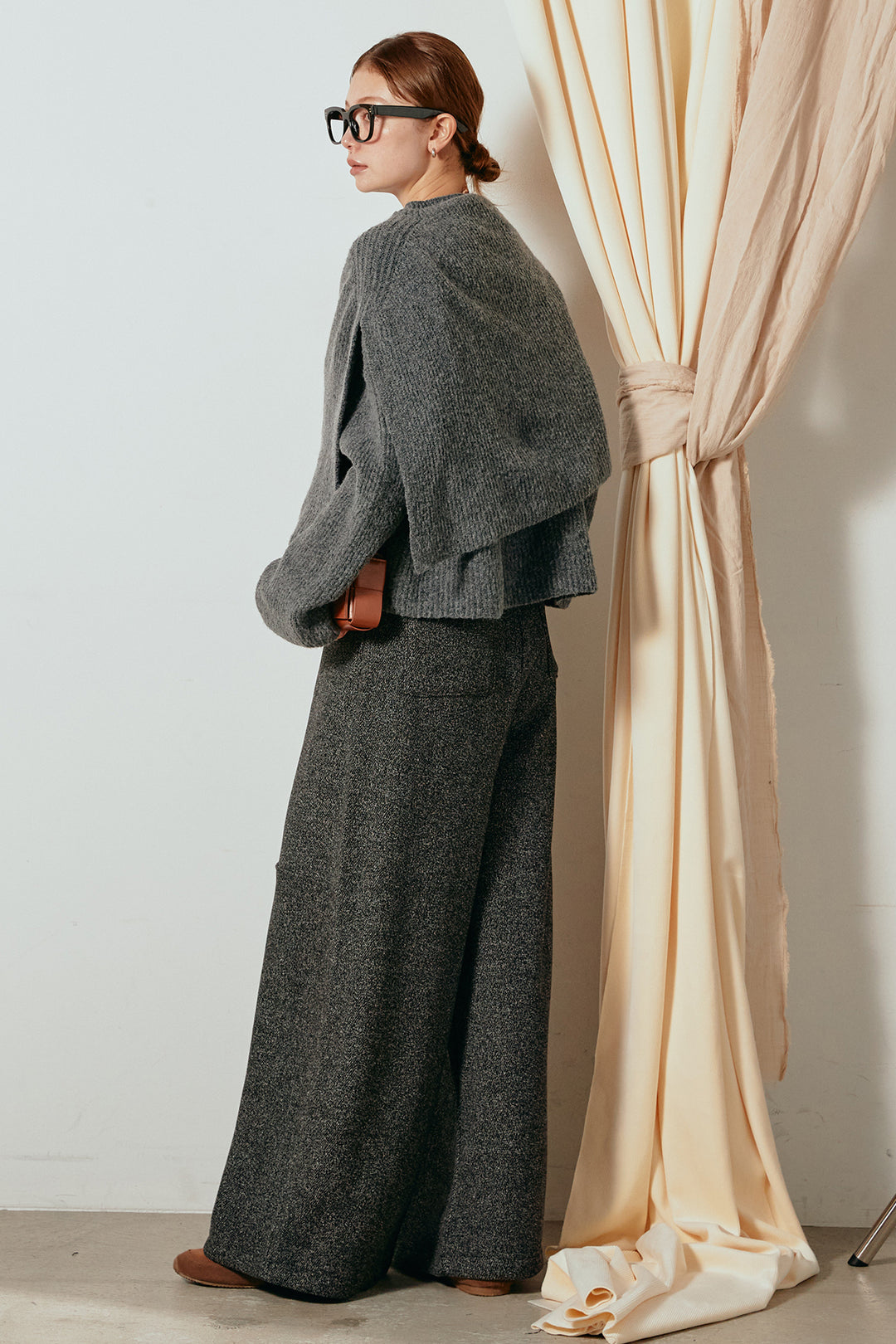 【着回しセット】[SET]ケープデザインリブニットトップス+ケープデザインリブニットトップス(2set)