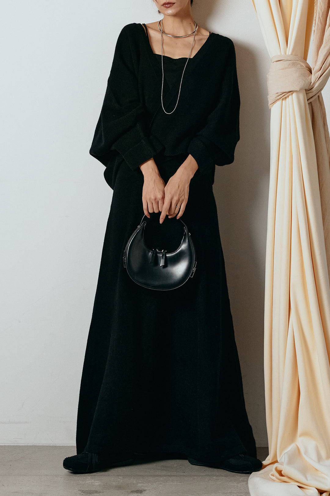 [SET]カシュクールニットカーディガン+ニットロングスカート(2set)