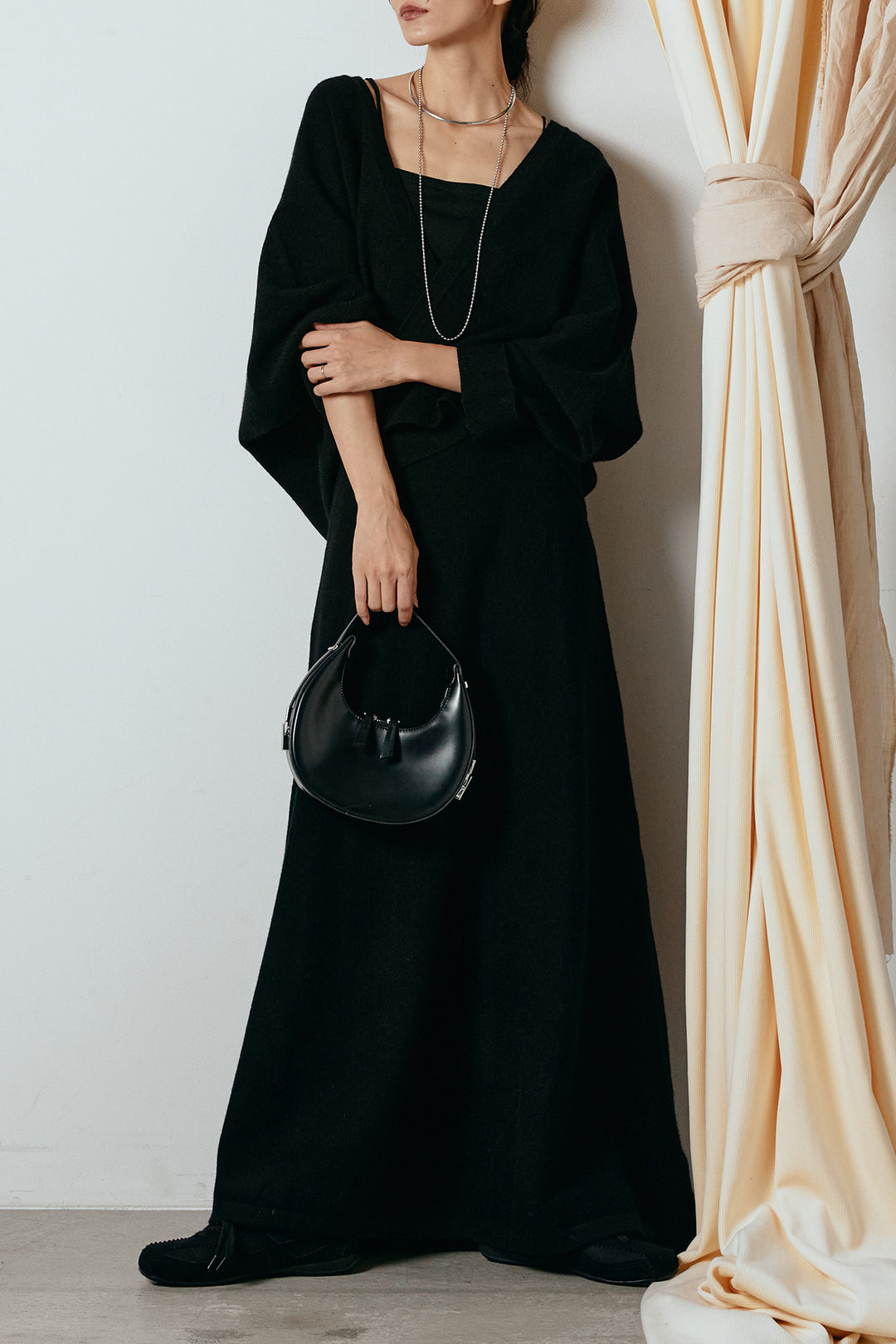 [SET]カシュクールニットカーディガン+ニットロングスカート(2set)