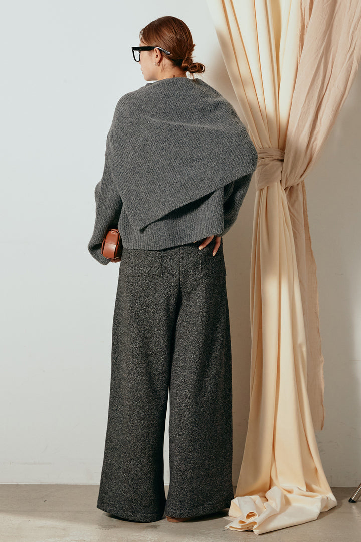 【着回しセット】[SET]ケープデザインリブニットトップス+ケープデザインリブニットトップス(2set)