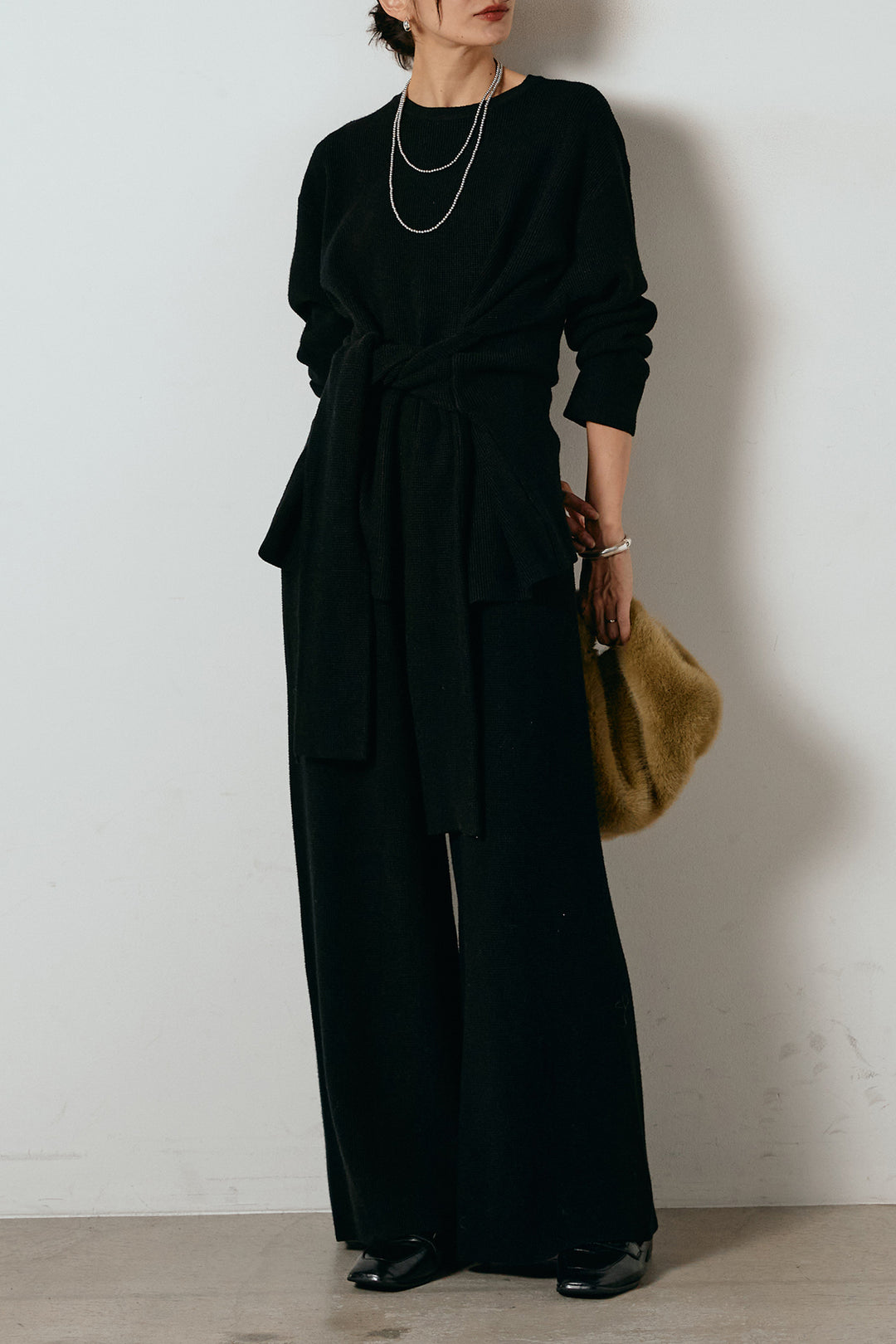 [SET]ウエスト巻きワッフルニットSETUP