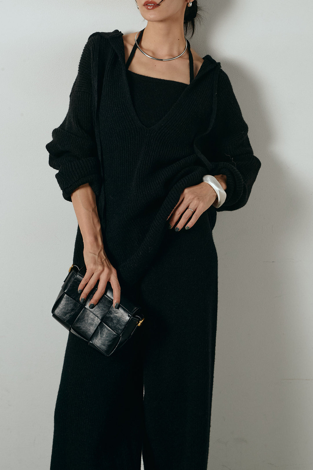 [SET]ホルターネックケーブルニットSETUP