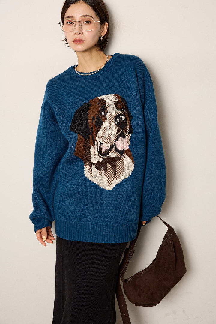 [SET]アニマルジャガード柄ニットトップス+リブナローニットスカート(2set)