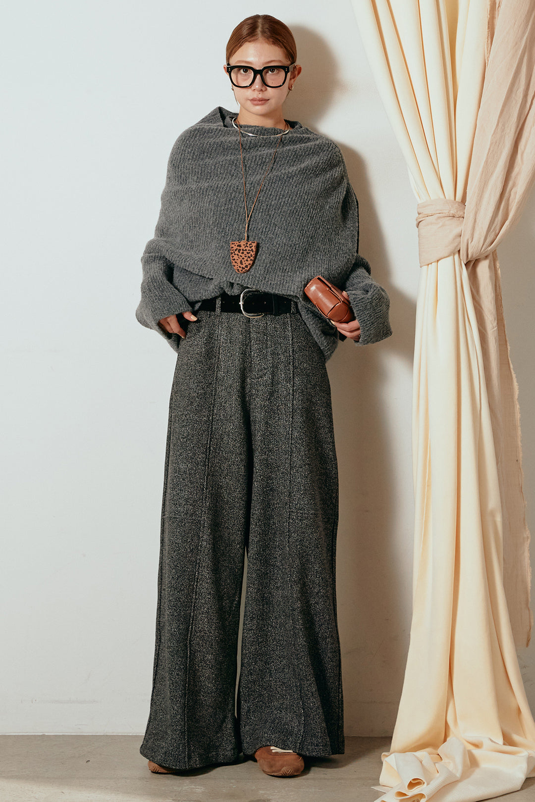 【着回しセット】[SET]ケープデザインリブニットトップス+ケープデザインリブニットトップス(2set)