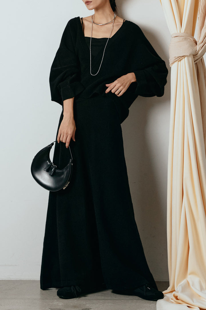 [SET]カシュクールニットカーディガン+ニットロングスカート(2set)