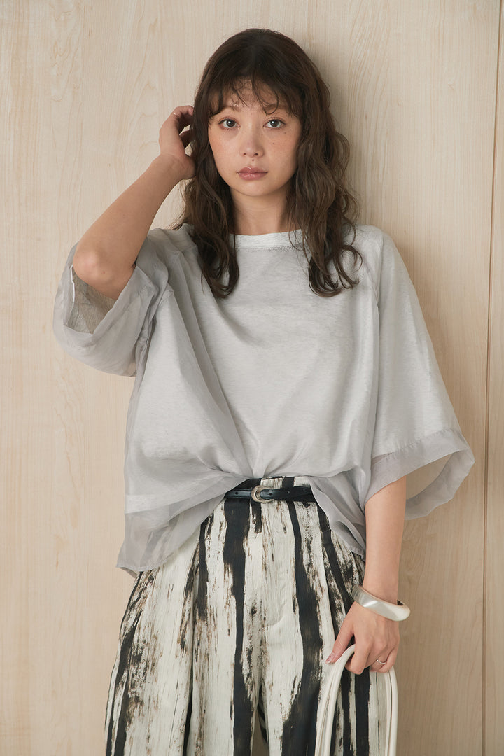 【着回しセット】[SET]オーガンジー重ねBIGTシャツ+細ベルト付きタイダイカラーパンツ+細ベルト付きタイダイカラーパンツ(3set)