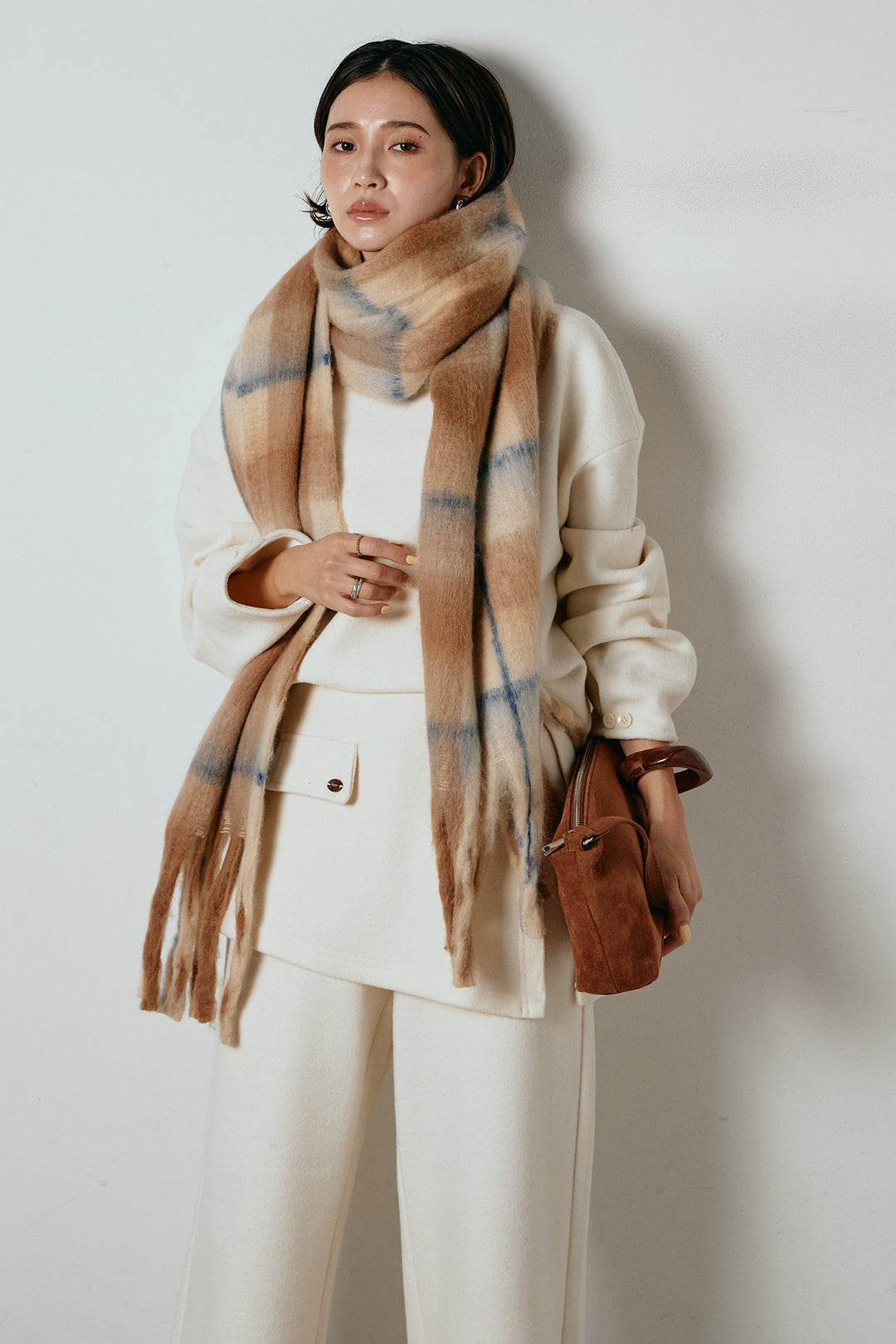 [SET]チェックマフラー付きニットSETUP