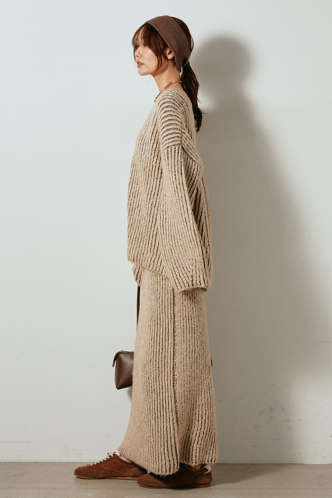 [SET]アルパカタッチ深Vニットトップス+アルパカタッチニットタイトスカート(2set)