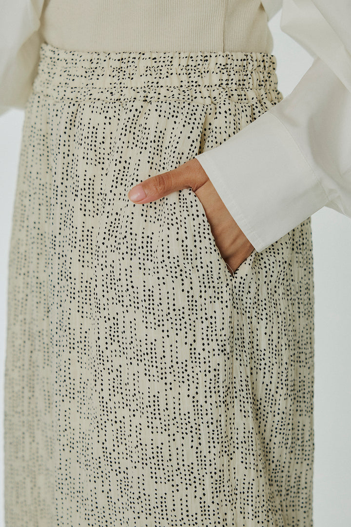 [SET]襟付き巻きデザインシャツ+シアーランダムドットラフパンツ(2set)