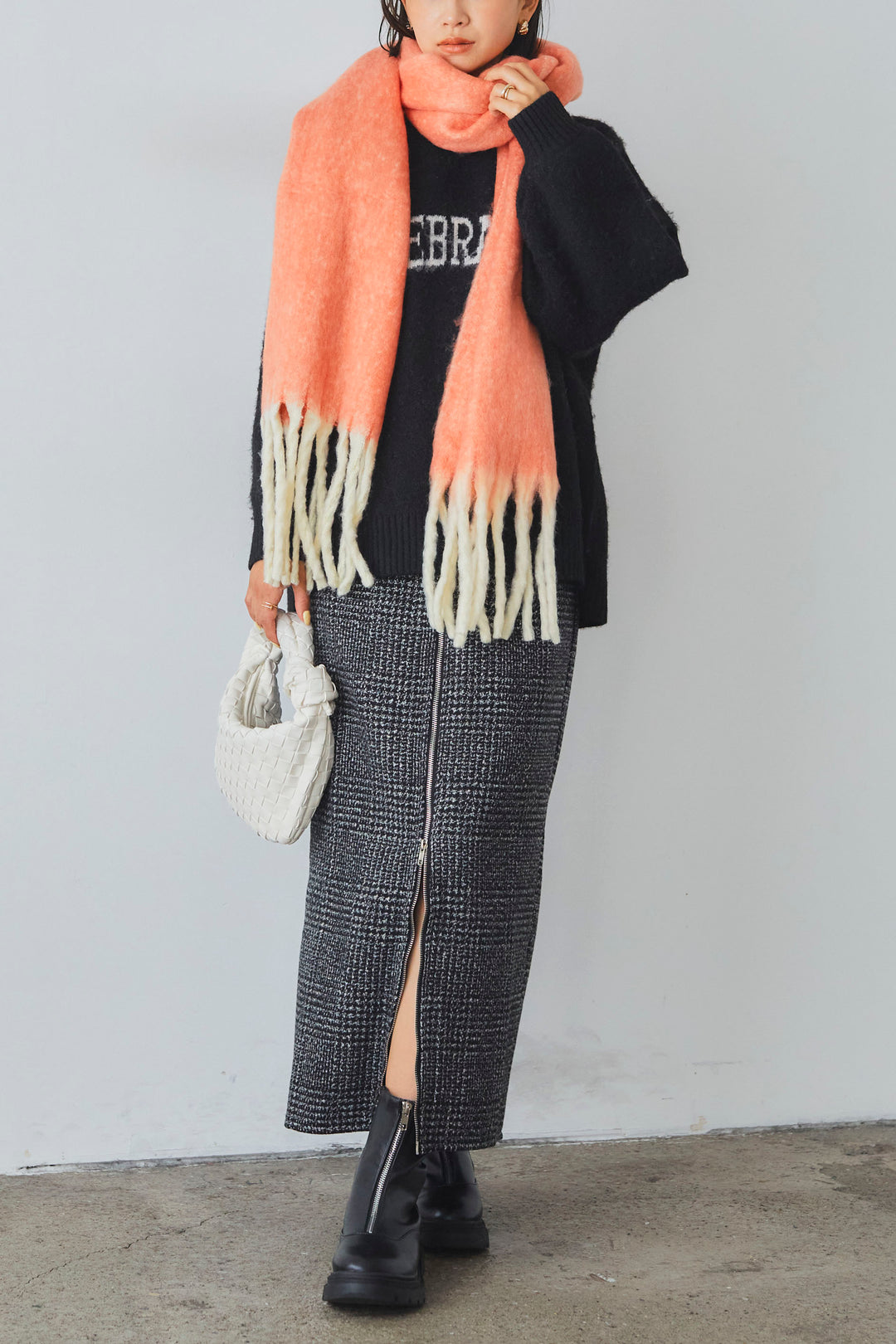 【即納】フェイクウールメランジ大判ストール