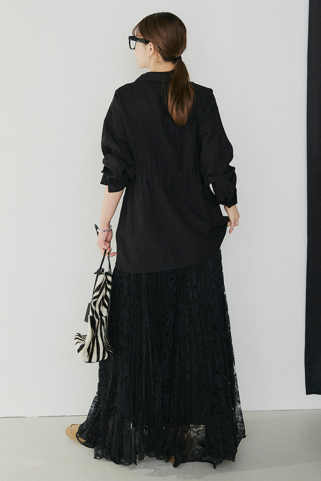 [SET]リネンブレンドシアーサファリシャツ+リラックスプリーツスカート(2set)