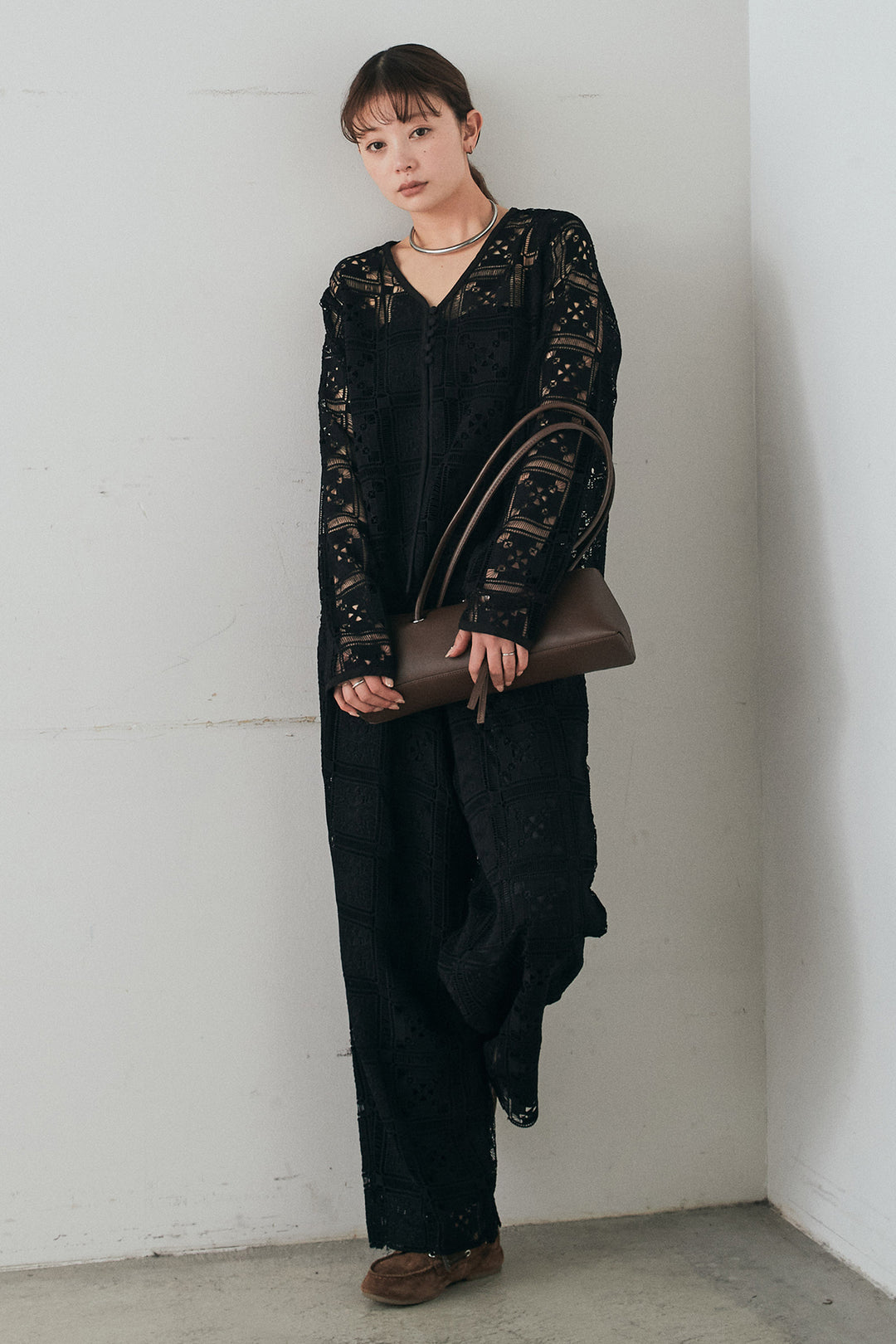 [SET]クロシェレースカーディガン+クロシェレースイージーパンツ(2set)