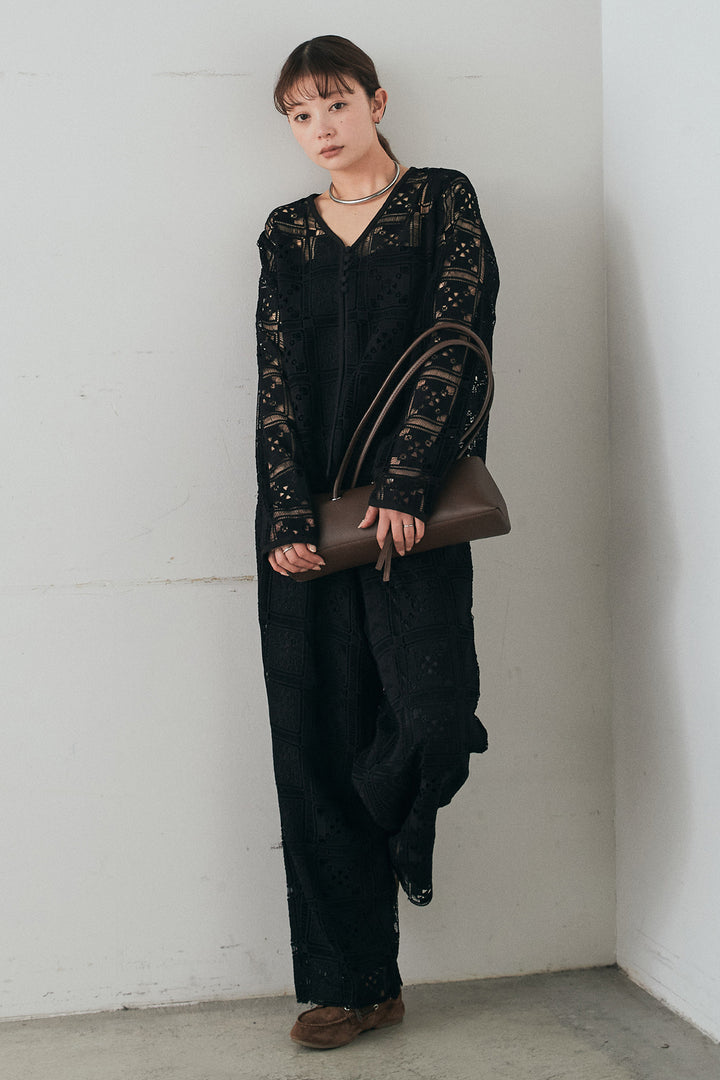 [SET]クロシェレースカーディガン+クロシェレースイージーパンツ(2set)