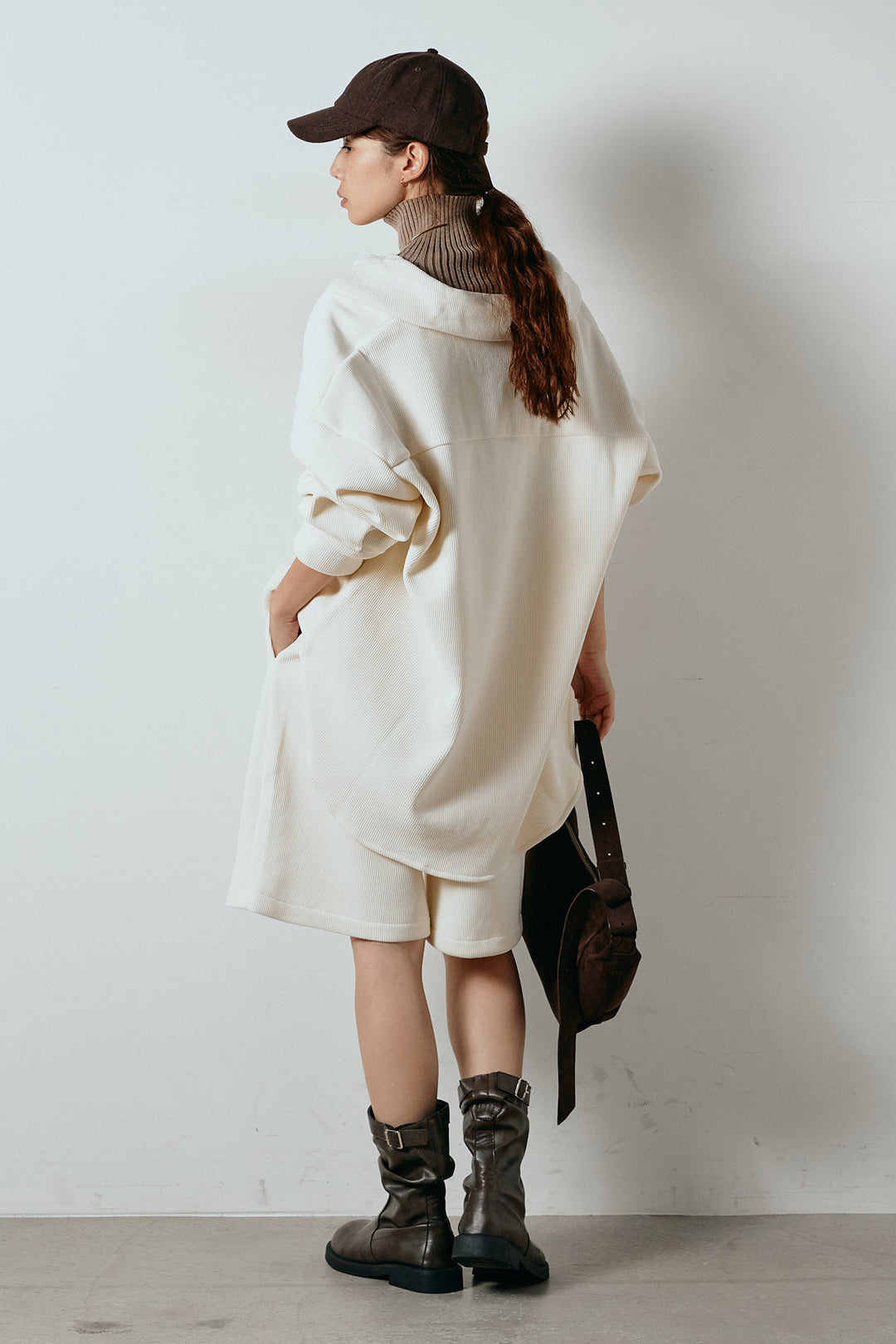 [SET]襟付きコーデュロイポケットシャツ+リラックスコーデュロイハーフパンツ(2set)