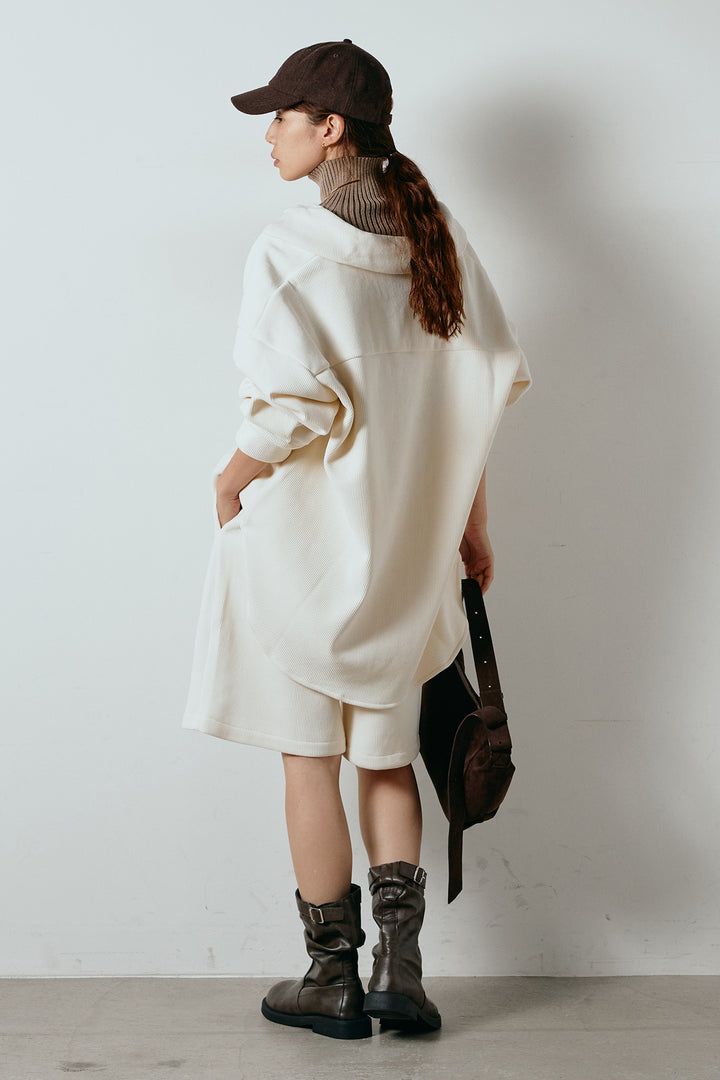 [SET]襟付きコーデュロイポケットシャツ+リラックスコーデュロイハーフパンツ(2set)