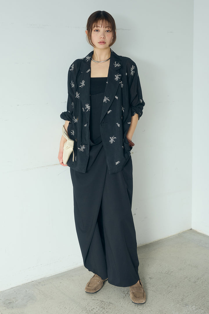 [SET]シアー刺繍ダブルジャケット+ラップオールインワン(2set)
