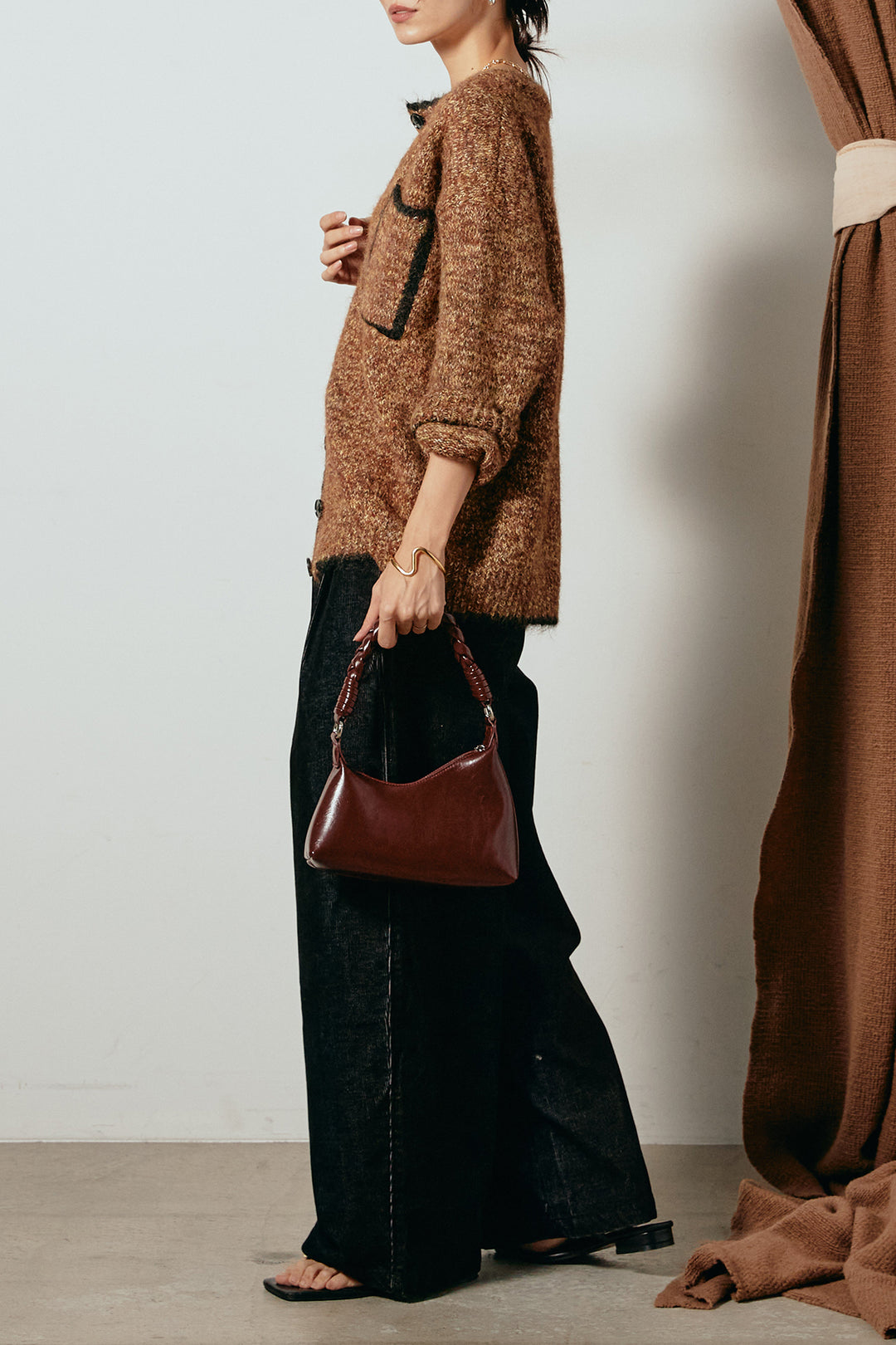 [SET]ミックスニットポケットカーディガン+フロントタック入りコーデュロイパンツ(2set)