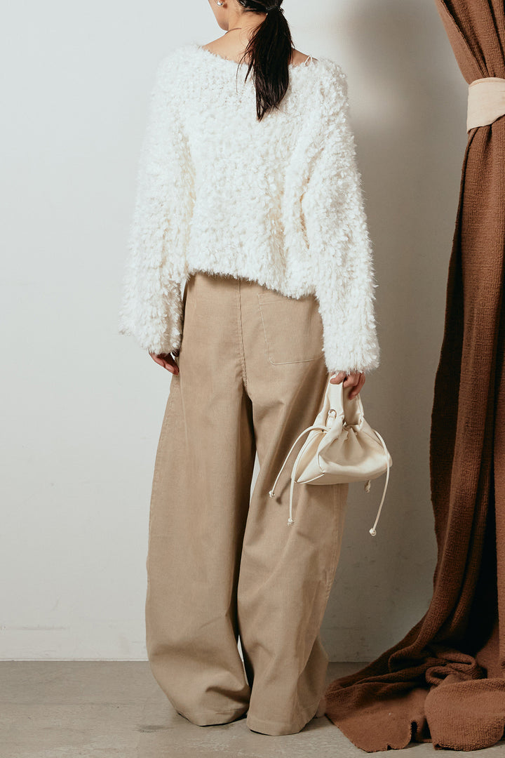 [SET]深Vネックチョウチョヤーンニットトップス+フロントタック入りコーデュロイパンツ(2set)