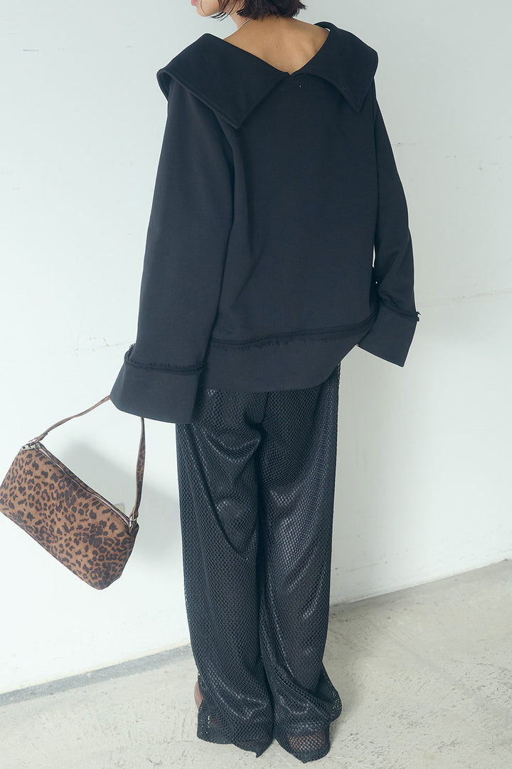 [SET]ビッグカラー2WAYスウェットトップス+メッシュリラックスパンツ(2set)