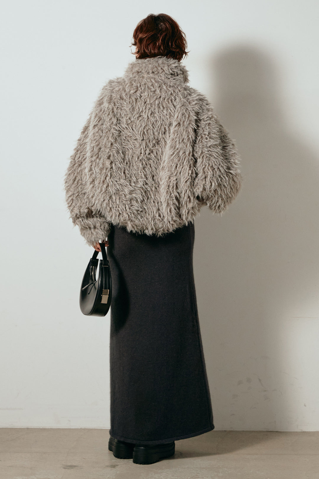 [SET]ミックスシープファースタンドブルゾン+ノースリーブニットロングワンピース(2set)