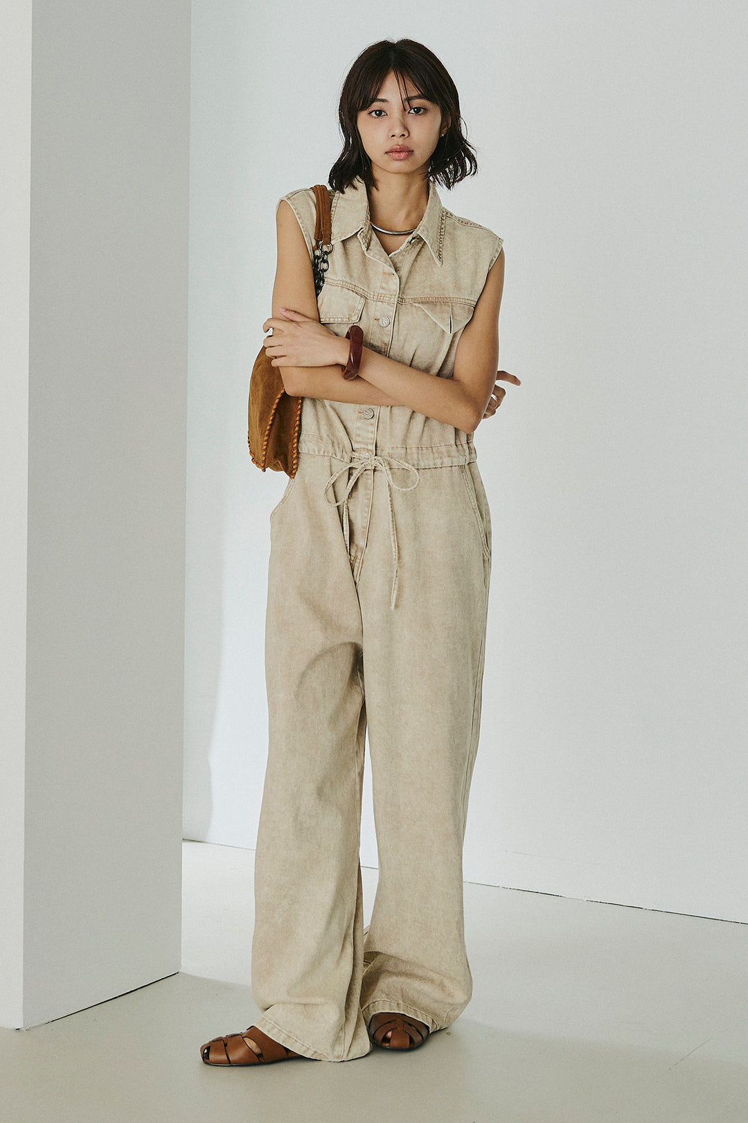 [SET]ケミカルデニムノースリロンパース