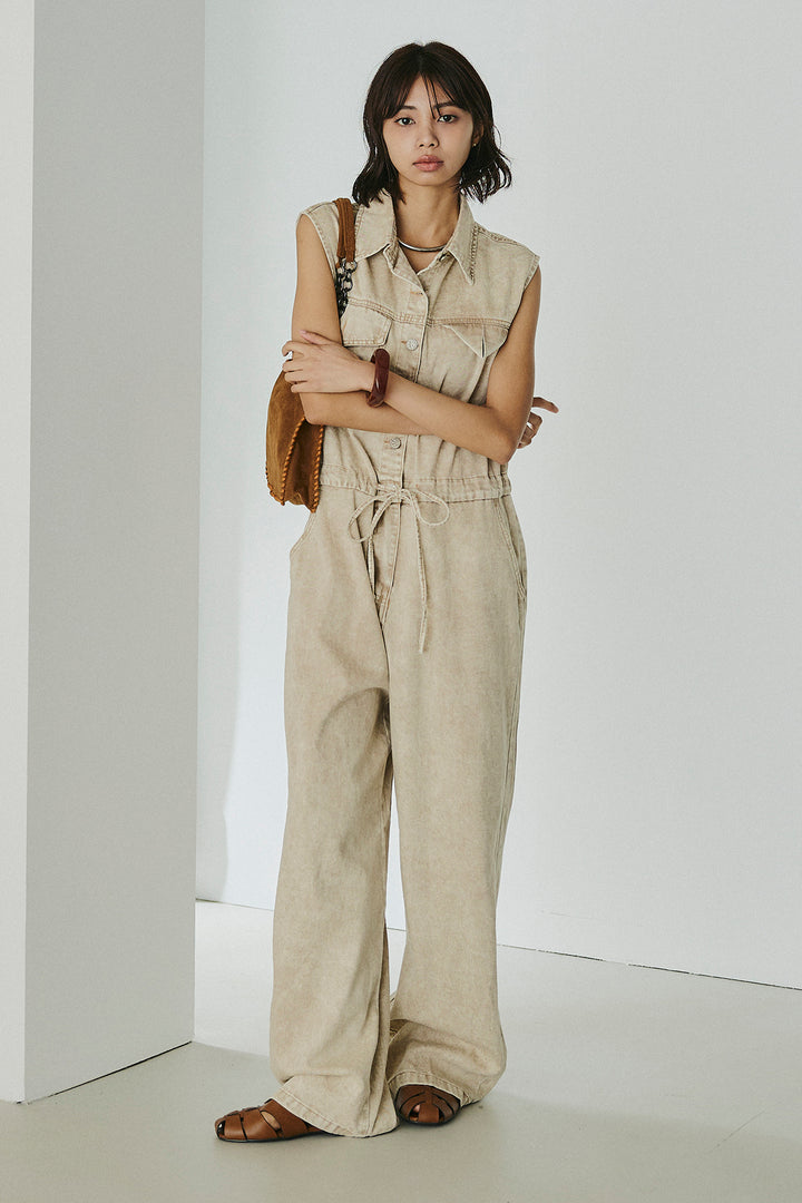 [SET]ケミカルデニムノースリロンパース